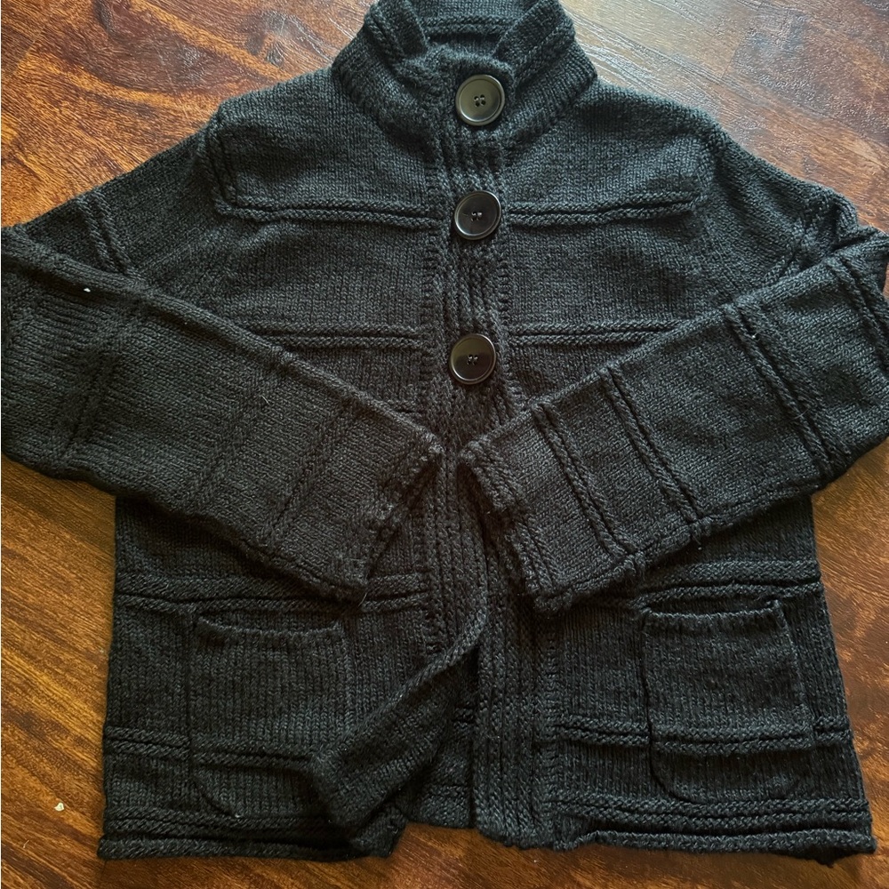 LH Sport Black Button-Up Knit Cardigan